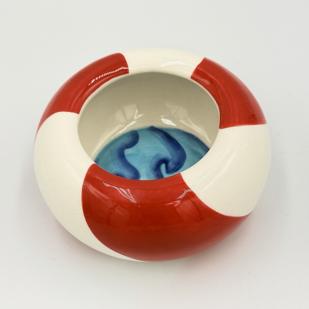 VTG Boston Warehouse Anna Maria Life Preserver Dip Bowl Nautical Coastal Beach